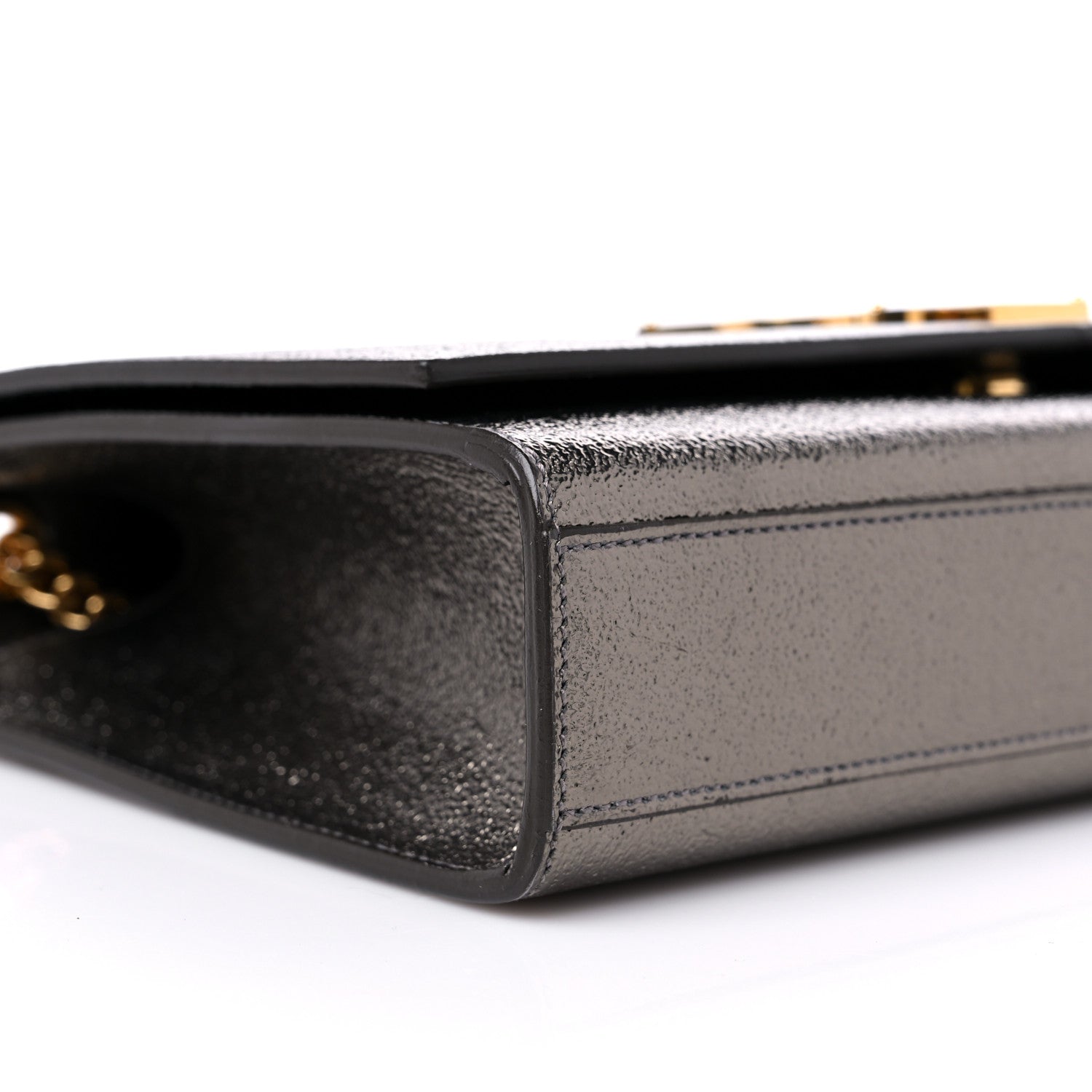 Saint Laurent Metallic Grain De Poudre Medium Classic Monogram Kate Satchel Grey 7 of 10