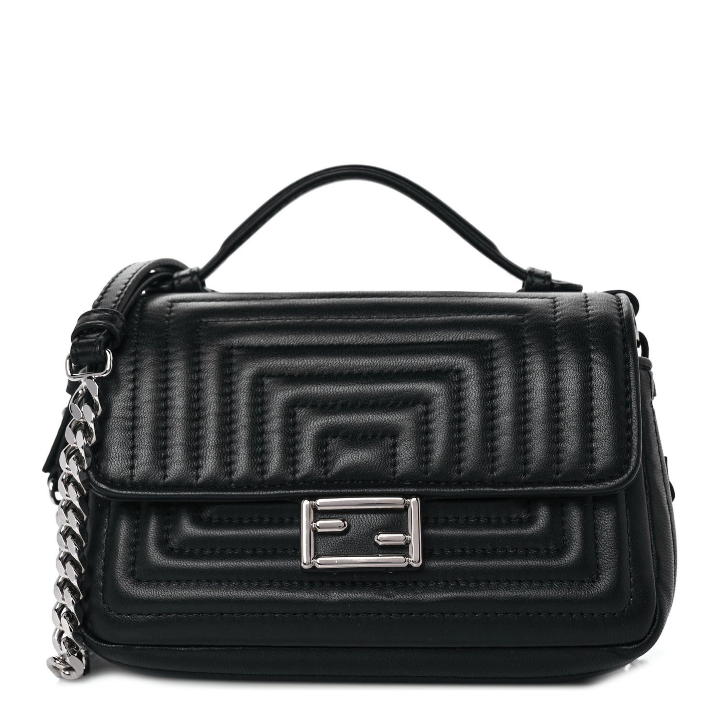 Shiny Nappa Trapuntata Micro Double Baguette Black