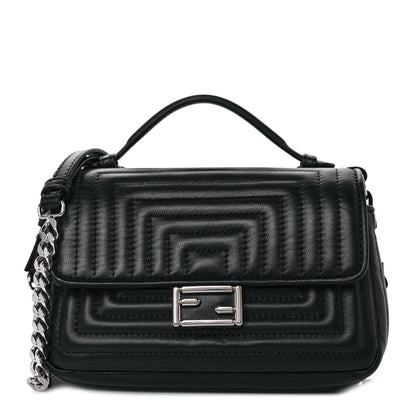 Fendi Shiny Nappa Trapuntata Micro Double Baguette Black 1 of 10