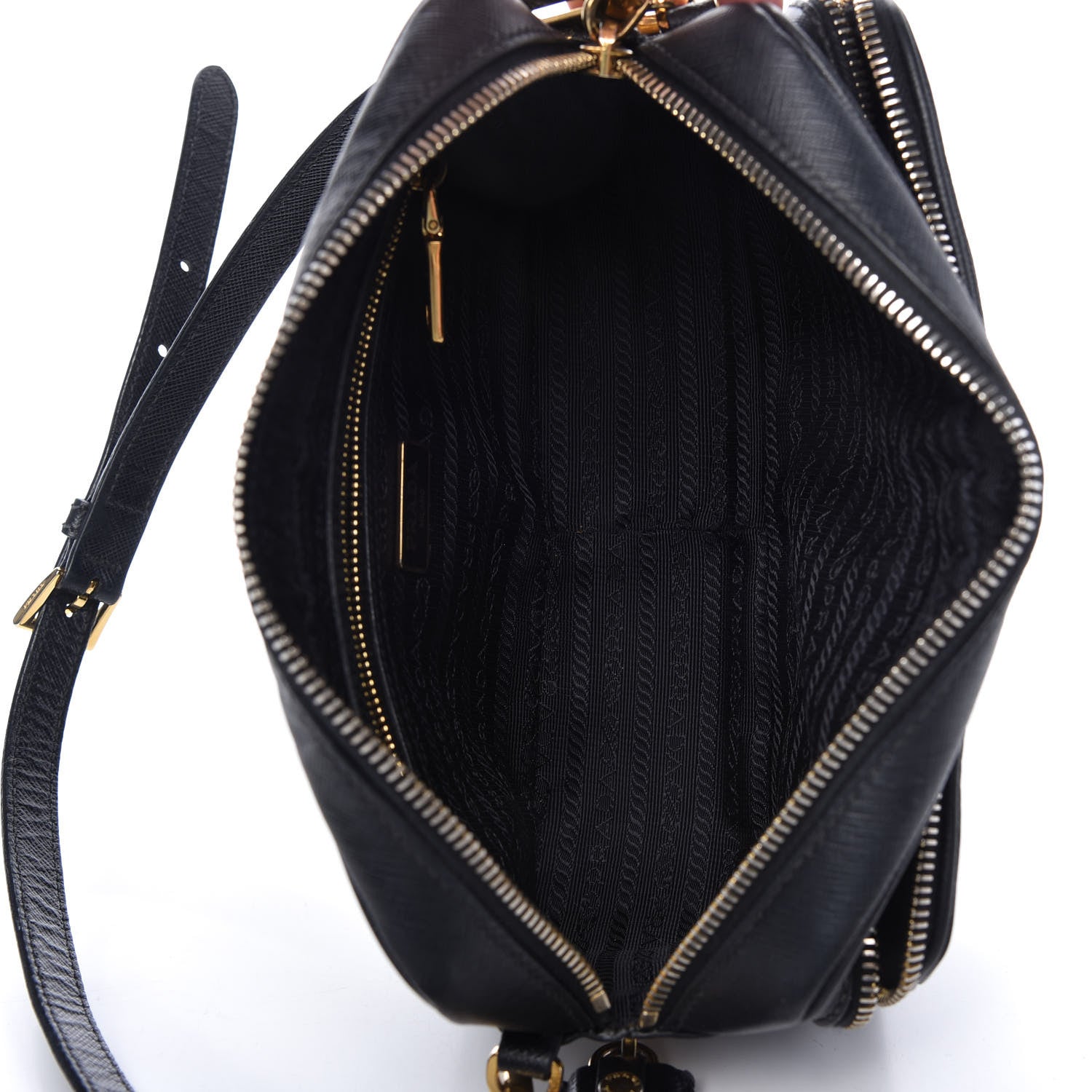 Prada Saffiano Lux Camera Case Crossbody Bag Black 5 of 10