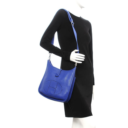 Hermes Taurillon Clemence Evelyne III PM Bleu Electrique 2 of 9