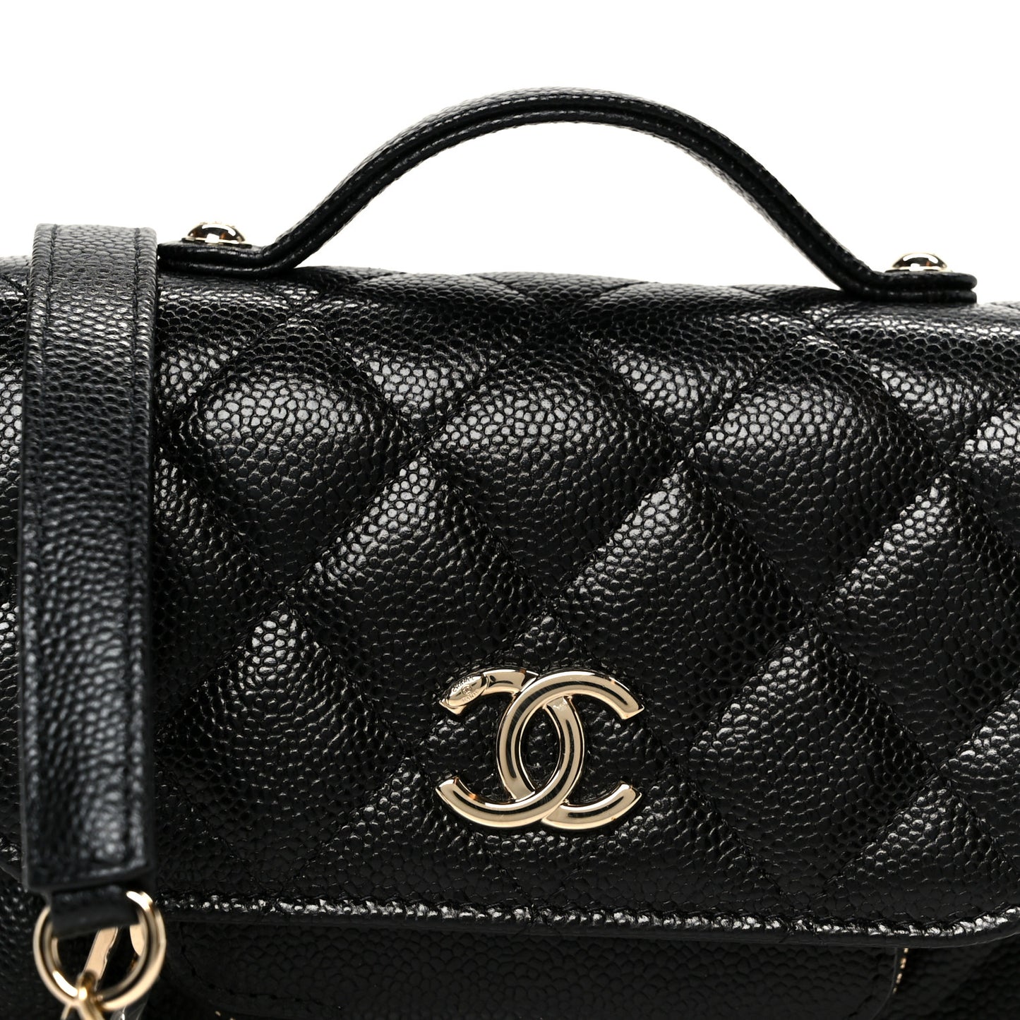 Caviar Quilted Business Affinity Clutch With Chain Black
