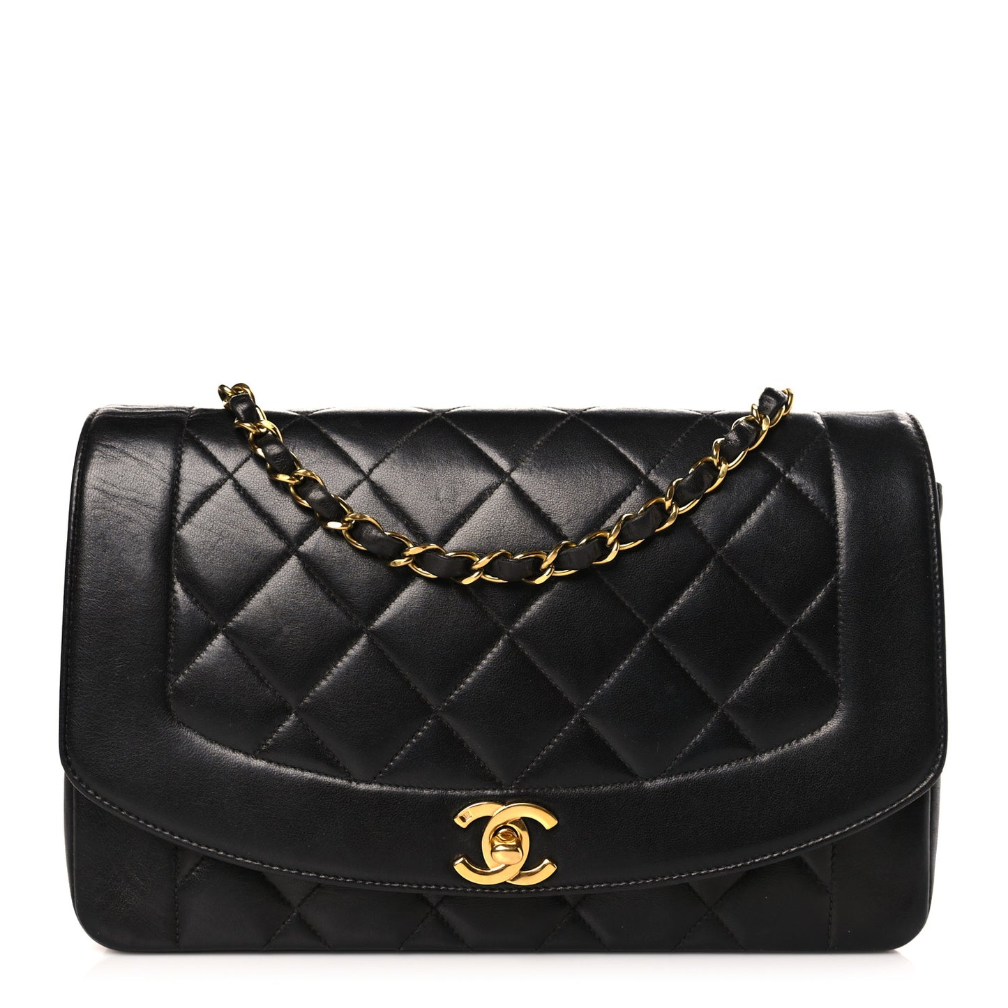 Lambskin Quilted Medium Single Flap Black