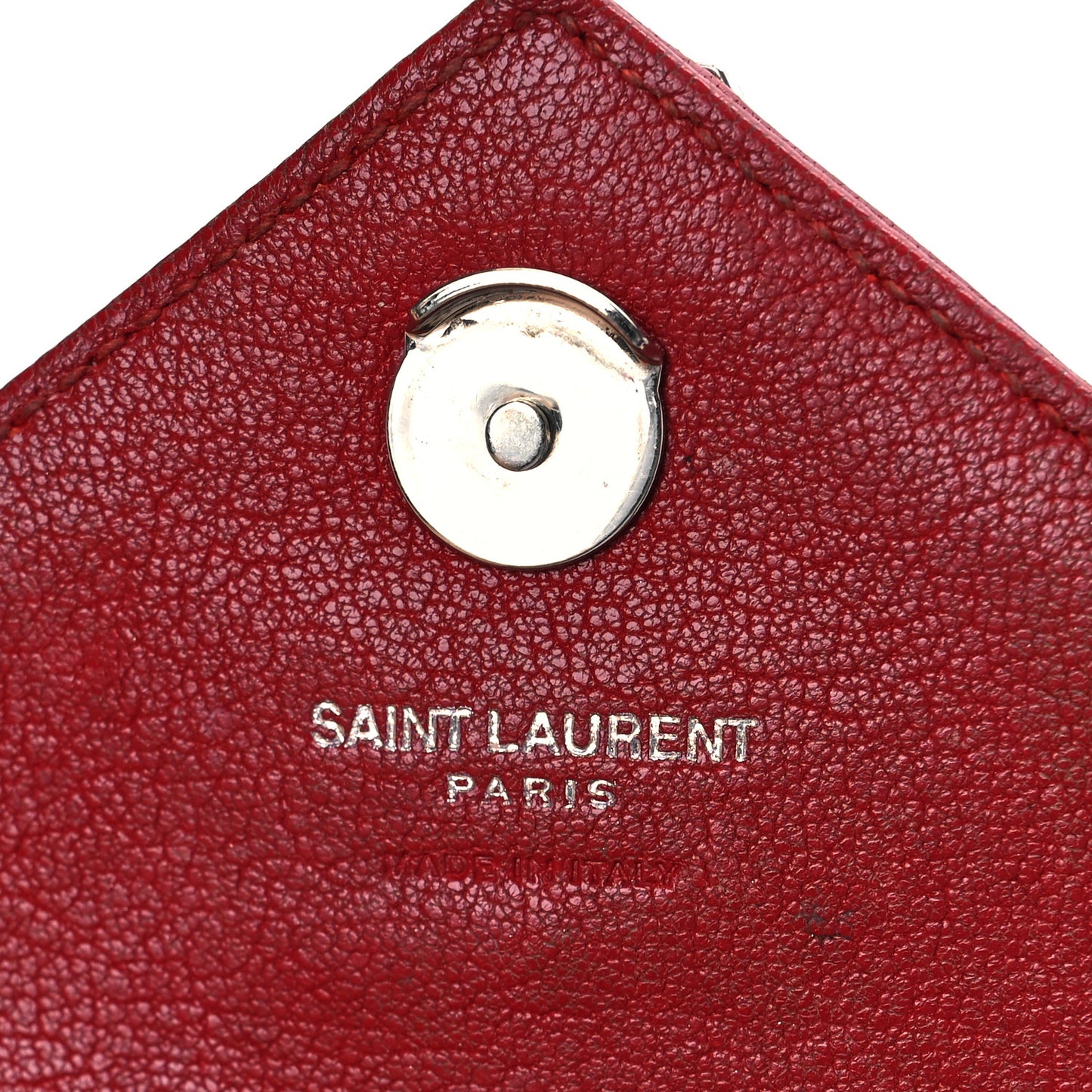 Sheepskin Matelasse Chevron Monogram College Chain Wallet New Red