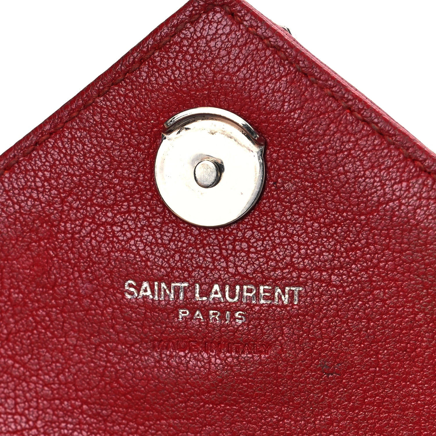 Saint Laurent Sheepskin Matelasse Chevron Monogram College Chain Wallet New Red 6 of 16