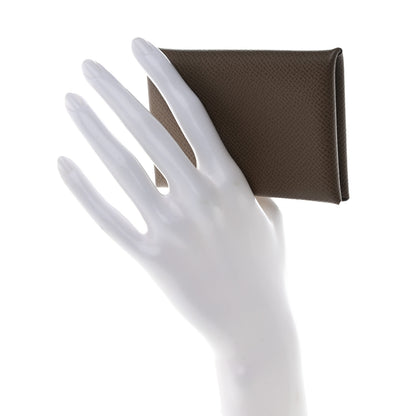 Hermes Epsom Calvi Card Case Etoupe 2 of 8