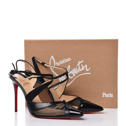 Christian Louboutin Patent Kid Suede Mesh Evoluta 100 Pumps 40 Black 9 of 9