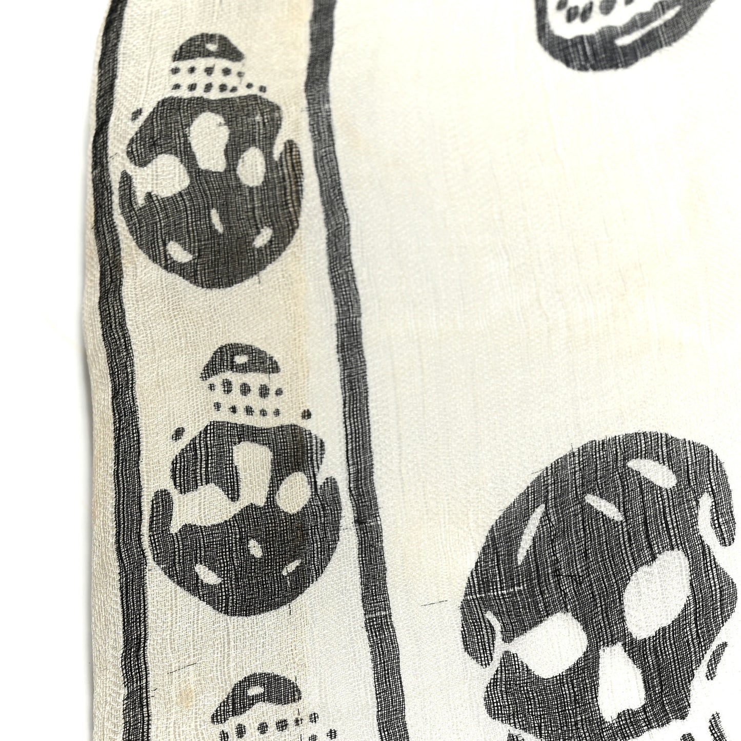 Silk Chiffon Skull Scarf Ivory Black