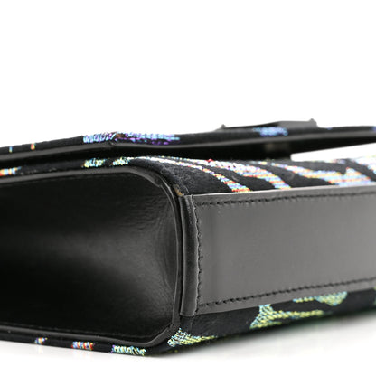 Saint Laurent Canvas Calfskin Metallic Tiger Print Small Monogram Kate Satchel Black Multicolor 9 of 13