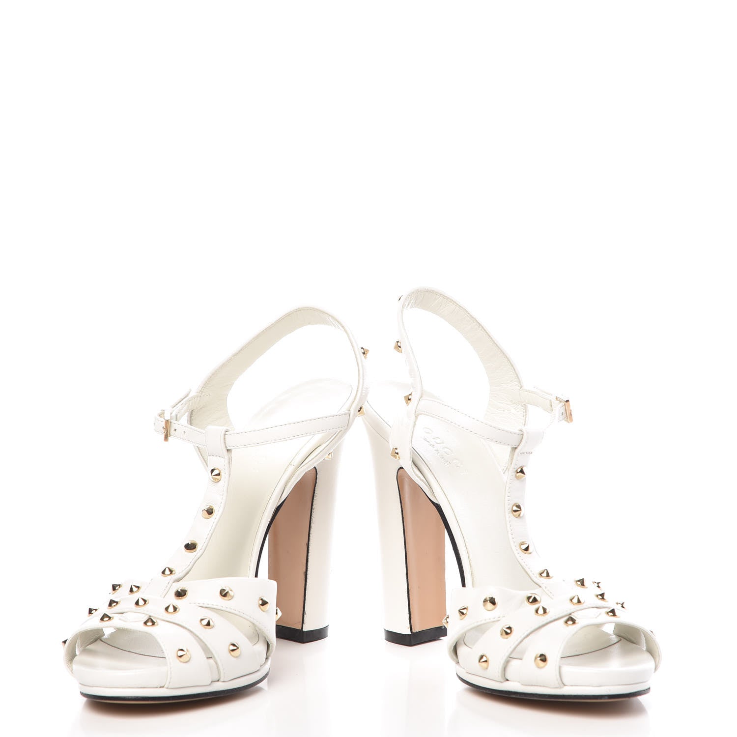 Gucci Calfskin Studded Melville Sandals 36.5 White 5 of 9