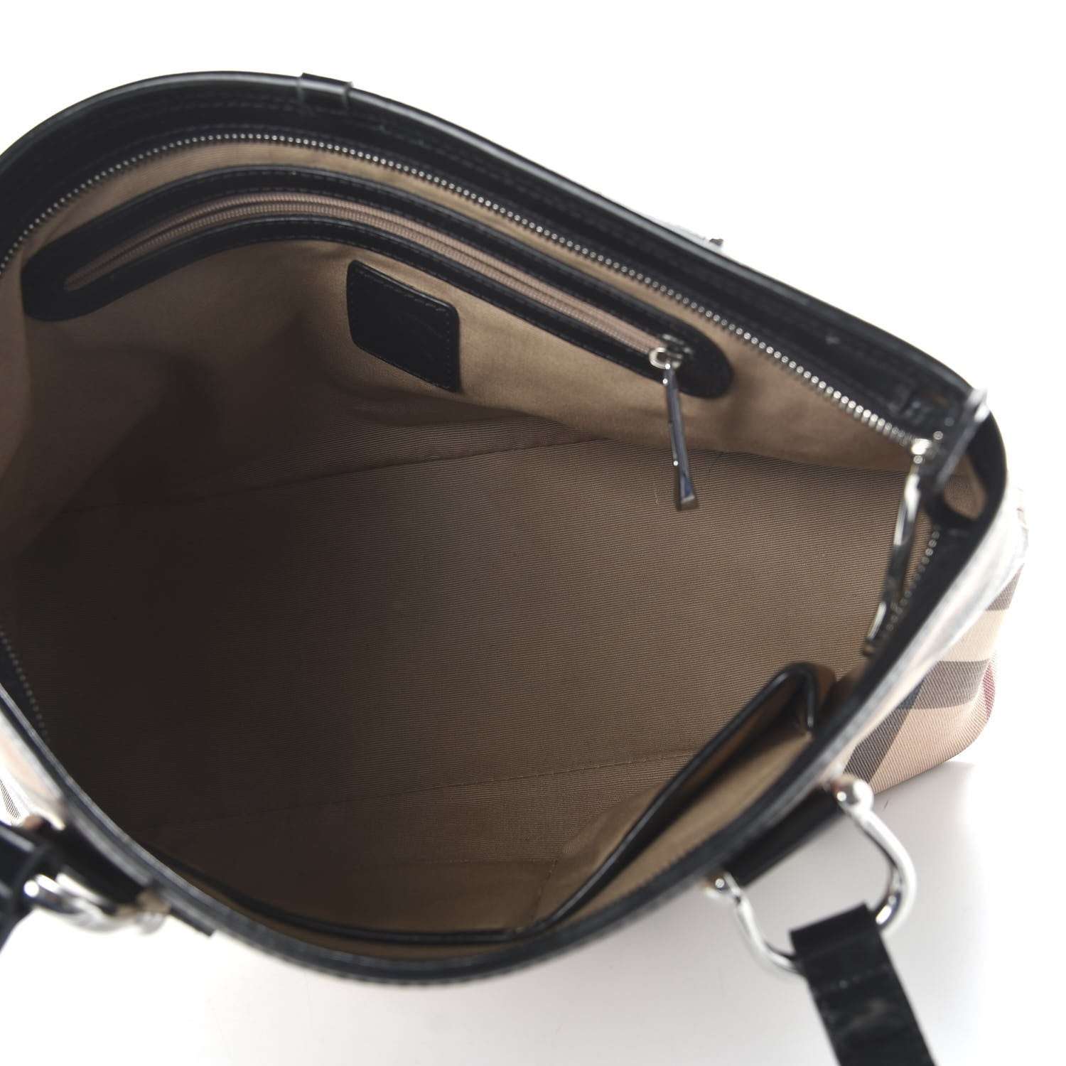 Burberry Patent Trim Nova Check Shopper Tote Black 5 of 9