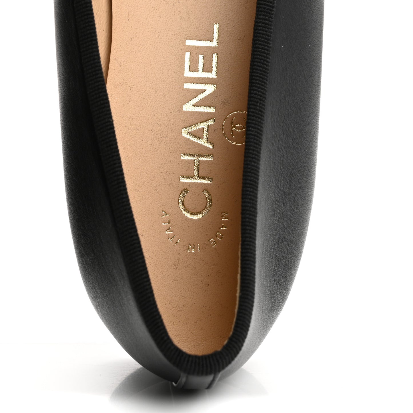 Lambskin Patent Cap Toe Ballerina Flats 39.5 Black