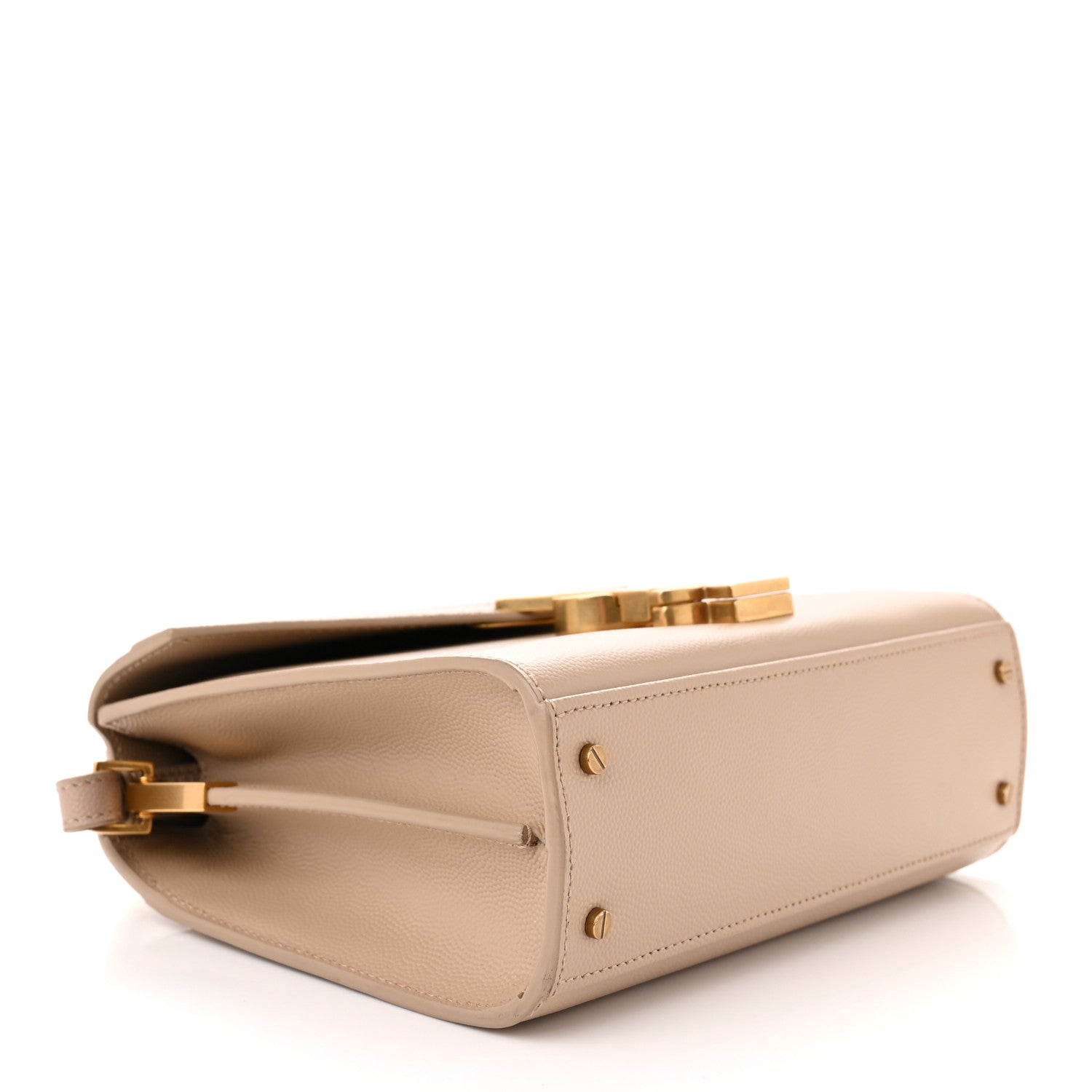 Saint Laurent Grain de Poudre Mini Classic Monogram Cassandra Top Handle Beige 4 of 11