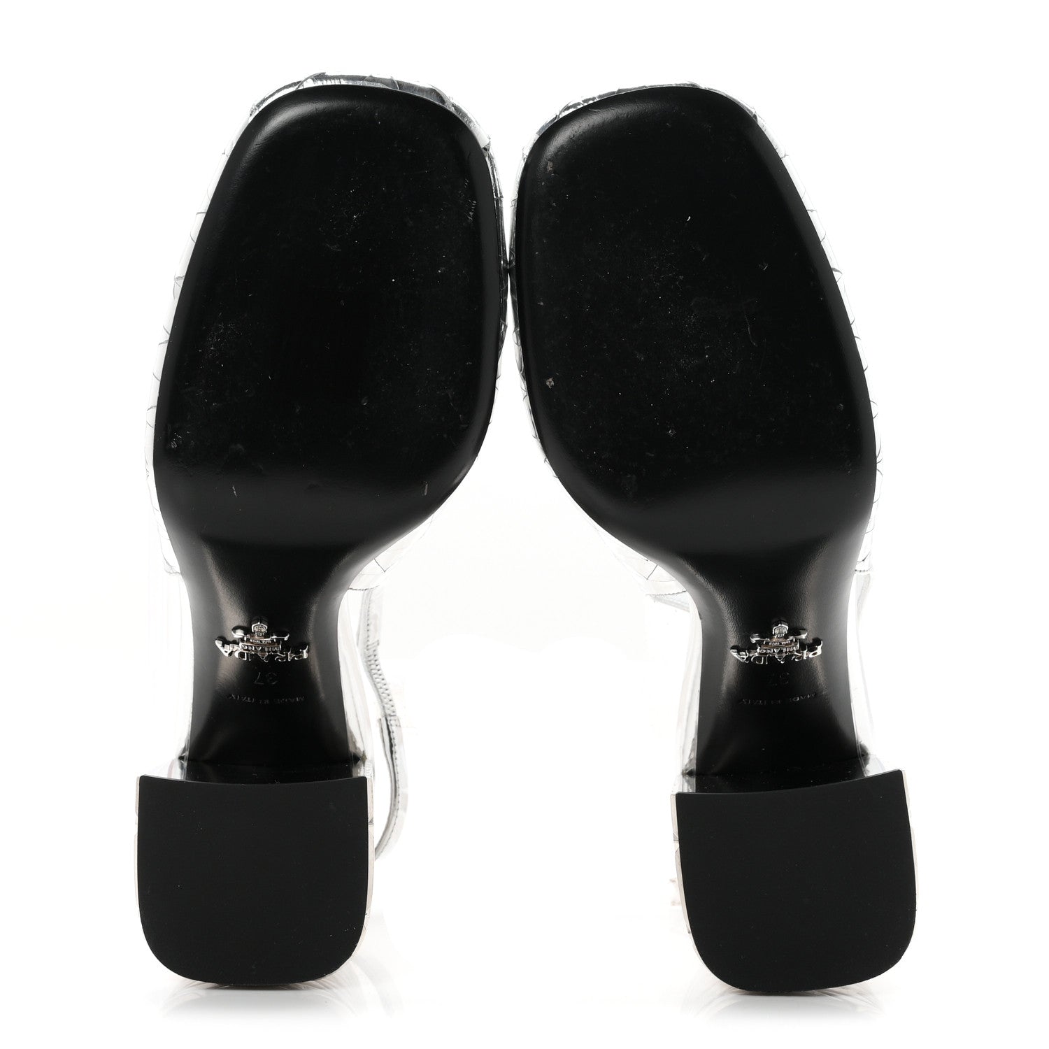 Prada Spazzolato Triangle Logo Slingback 90mm Pumps 37 Argento 6 of 8