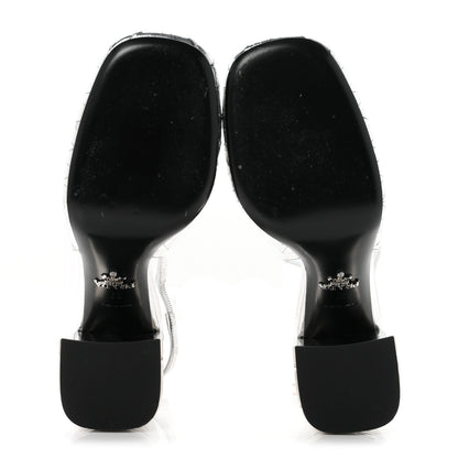 Prada Spazzolato Triangle Logo Slingback 90mm Pumps 37 Argento 6 of 8