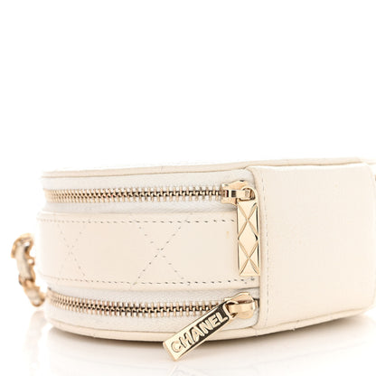 Chanel Caviar Quilted Round Handle With Care Vanity With Chain White 10 of 11