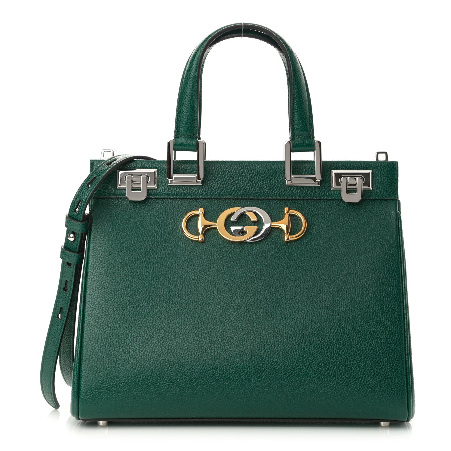 Gucci Grainy Calfskin Small Zumi Top Handle Bag Vintage Green 1 of 10