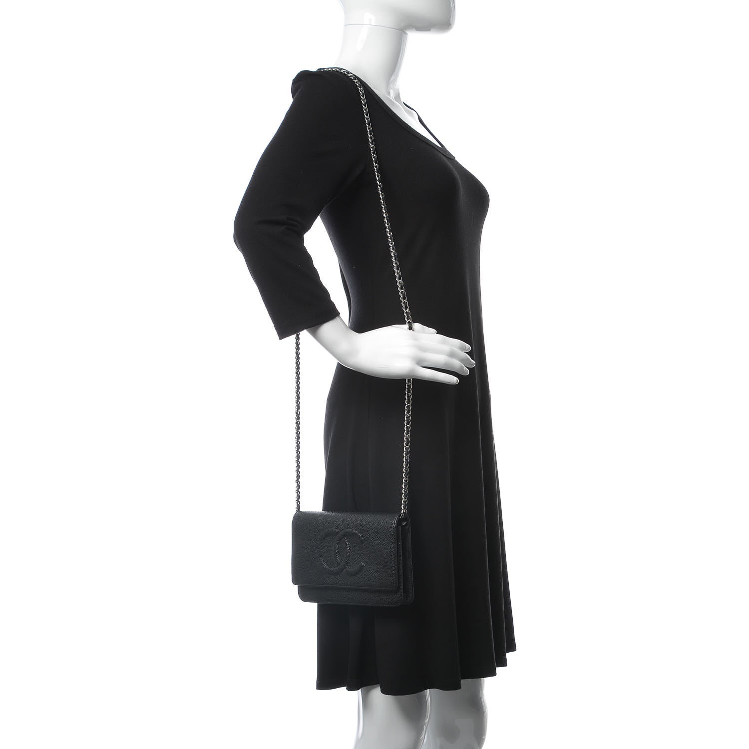 Chanel Caviar Timeless CC Wallet On Chain WOC Black 2 of 9