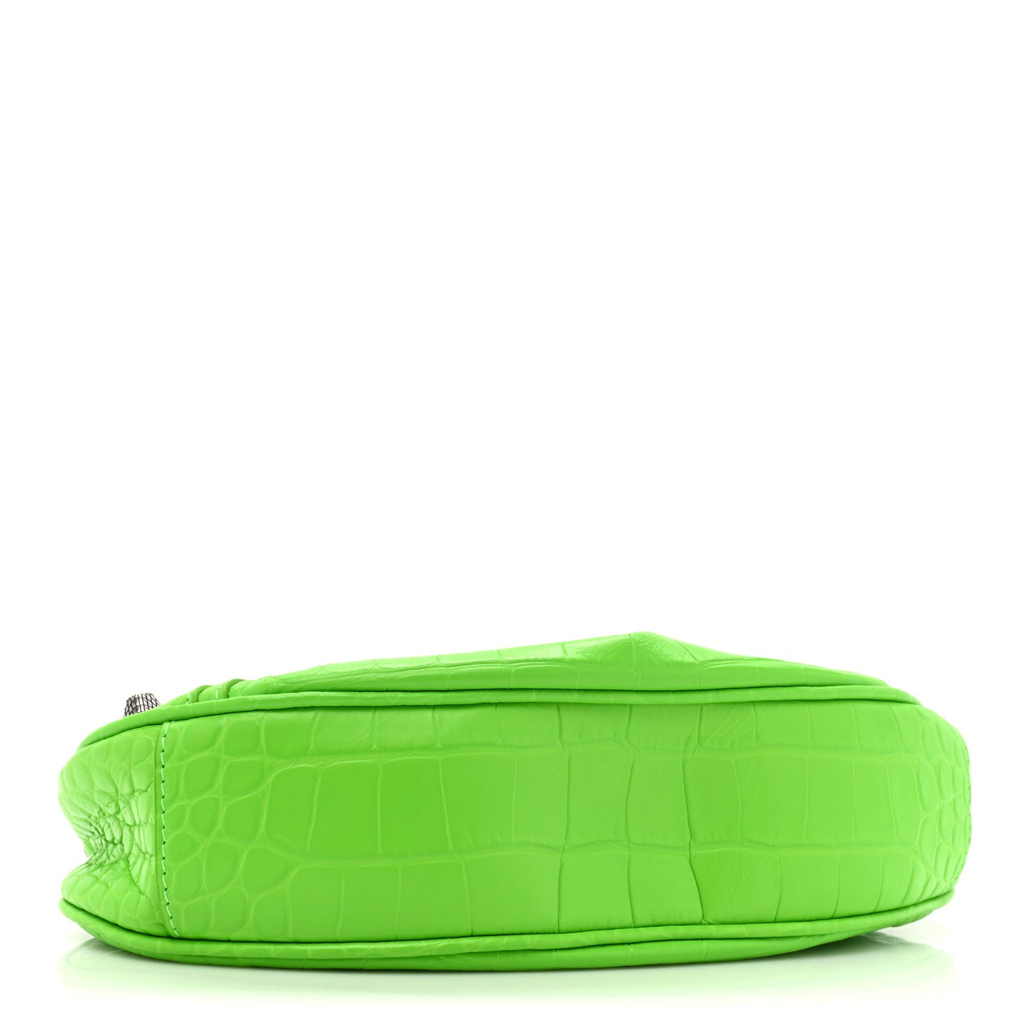 Extra Supple Calfskin Crocodile Embossed Le Cagole Shoulder Bag XS Acid Green
