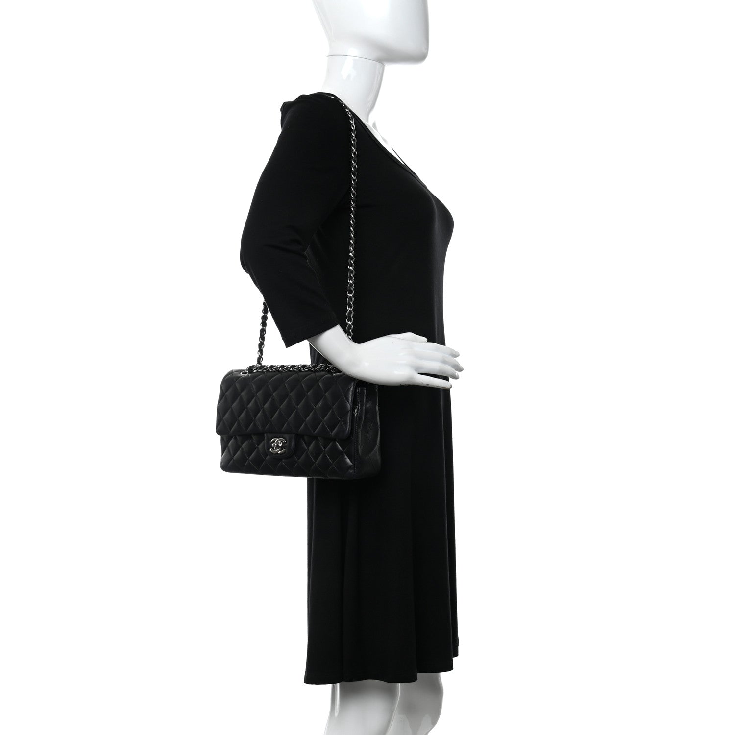 Chanel Lambskin Quilted Medium Double Flap Black 3 of 26