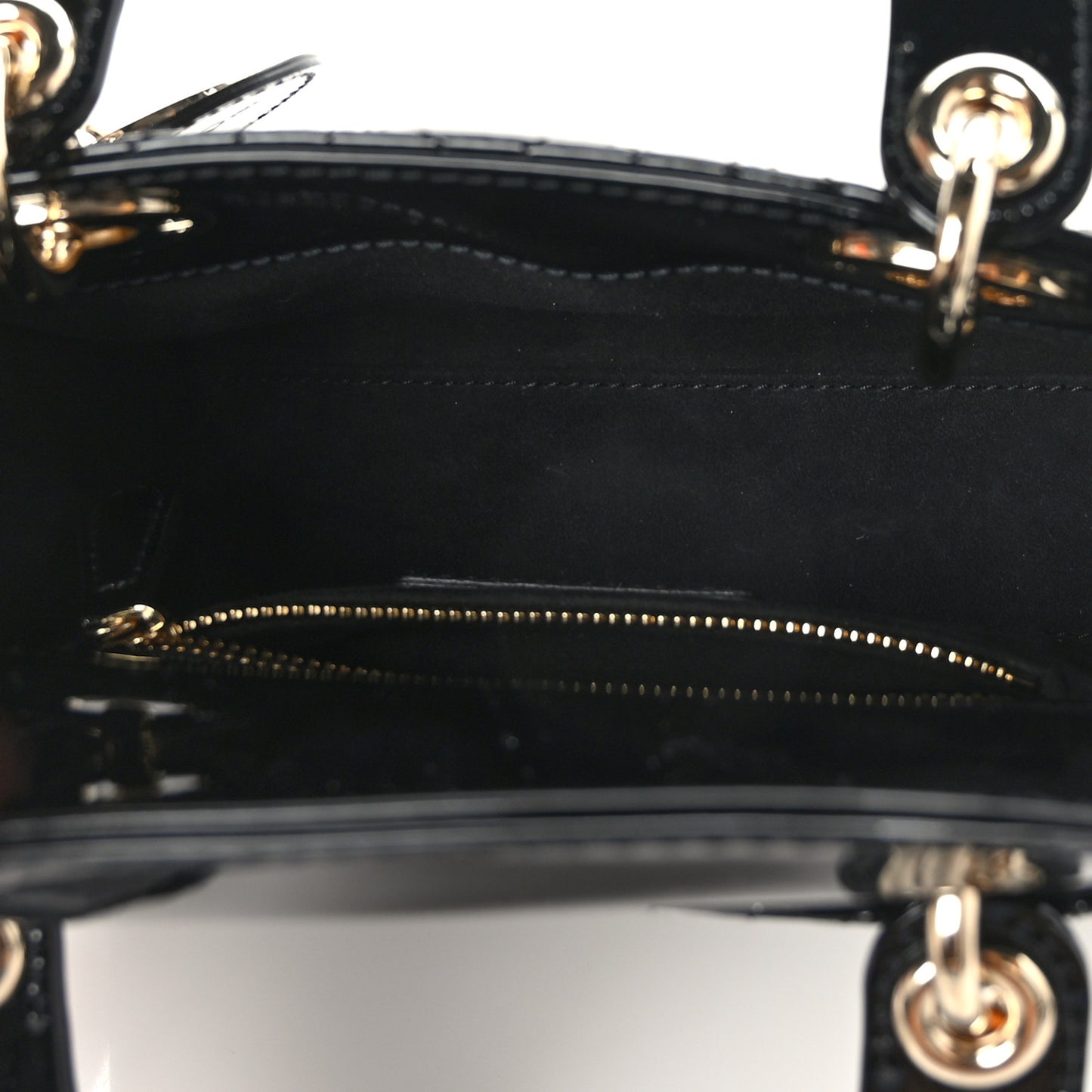 Patent Cannage Mini Lady Dior Black