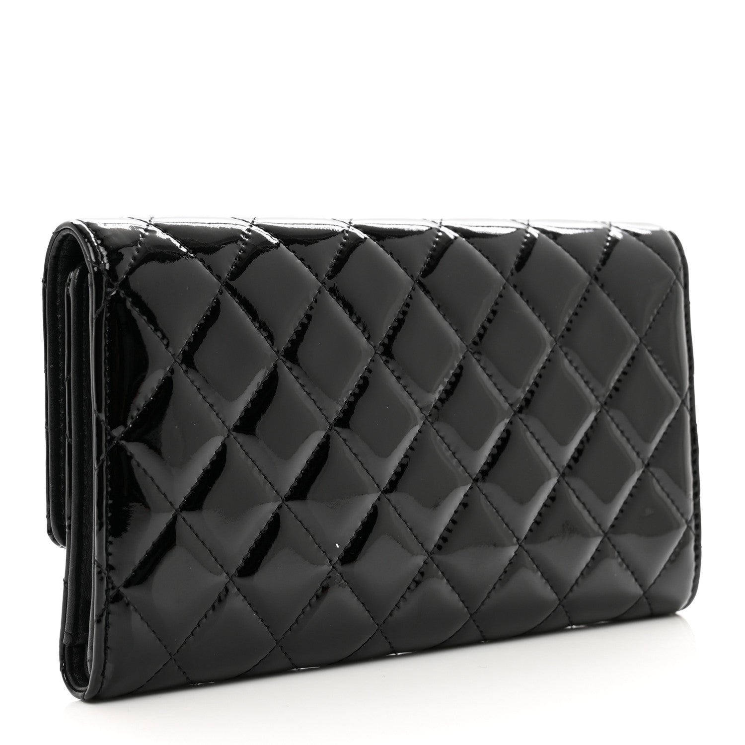 Chanel Patent Quilted Large Flap Wallet Black 3 of 9