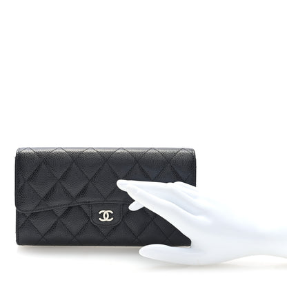 Chanel Caviar Quilted Large Gusset Flap Wallet Black 2 of 7