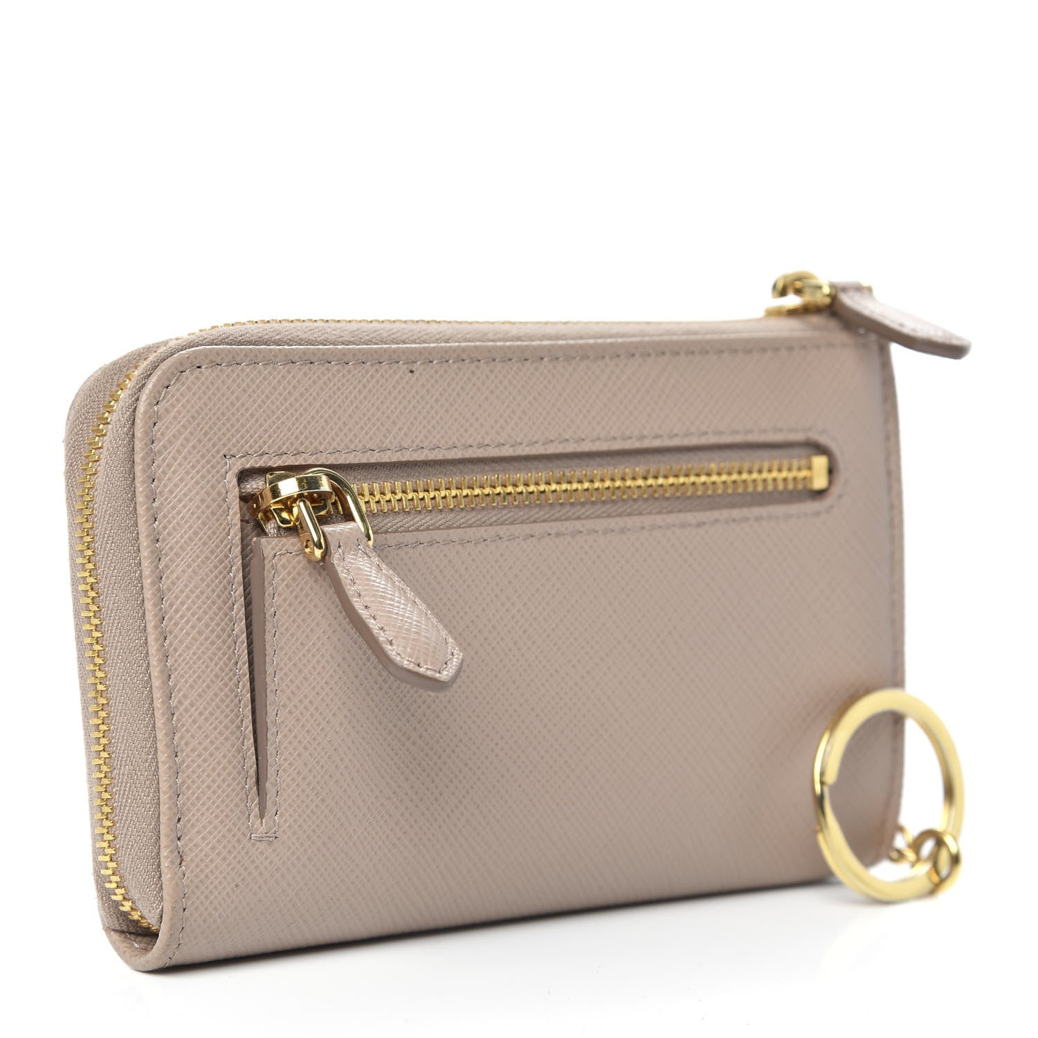 Prada Saffiano Metal Zip Around Keychain Cipria 3 of 7