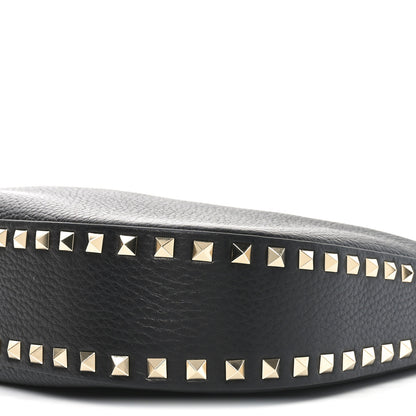 Valentino Garavani Grained Calfskin Rockstud Hobo Bag Black 9 of 9