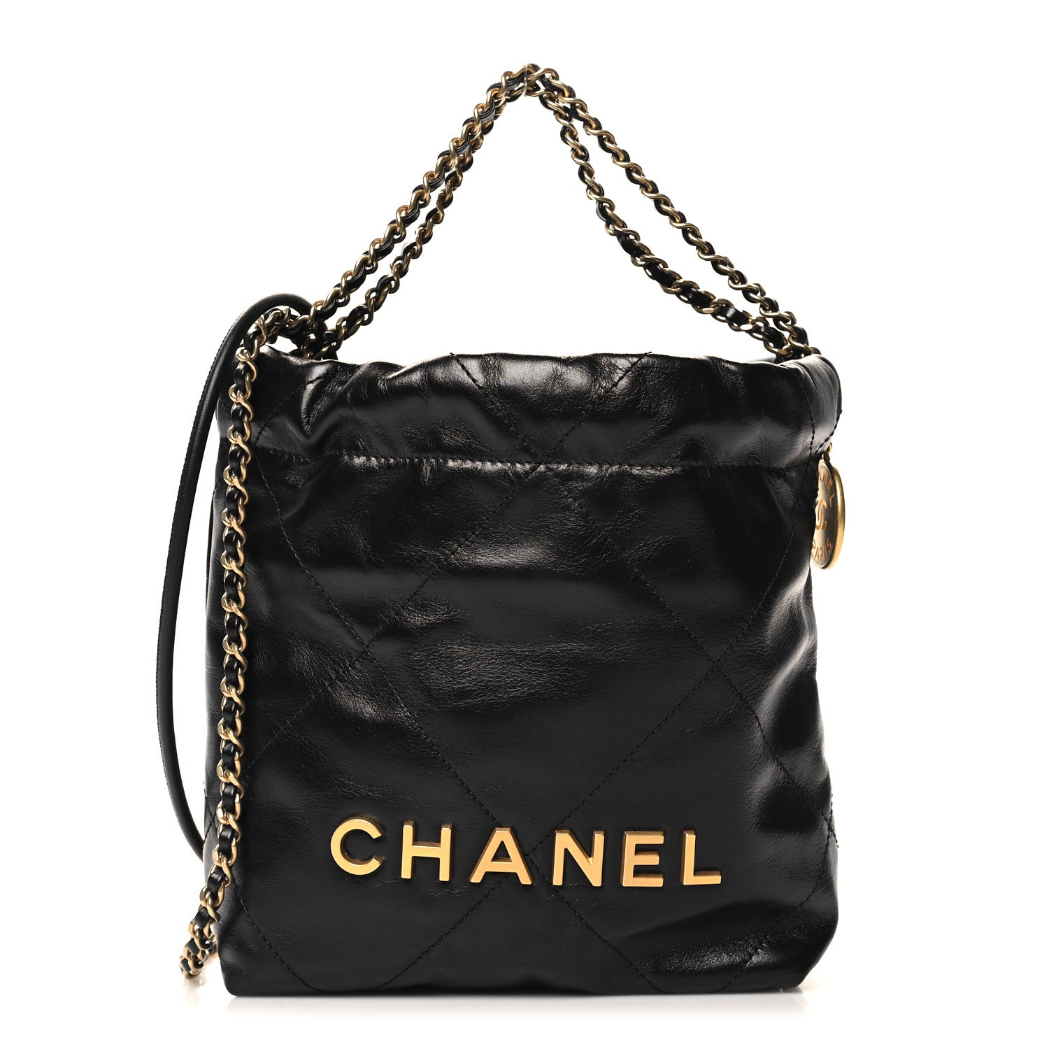 Chanel Shiny Calfskin Quilted Mini Chanel 22 Black 1 of 11