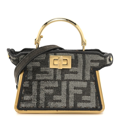 Fendi Fabric Calfskin Nano Peekaboo Maxi Handle Satchel Anthracite Asfalto 2 of 21