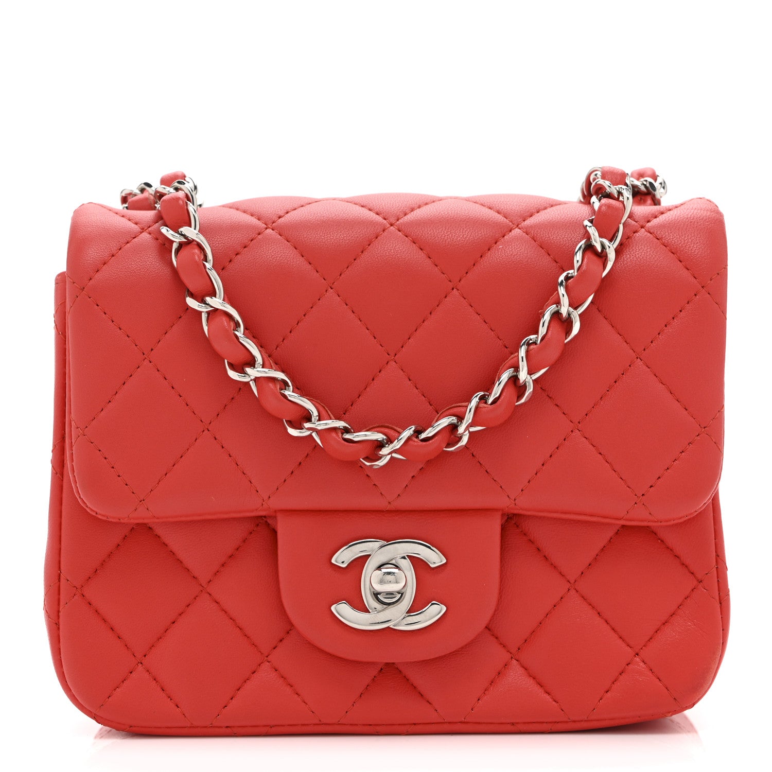 Chanel Lambskin Quilted Mini Square Flap Red 8 of 10