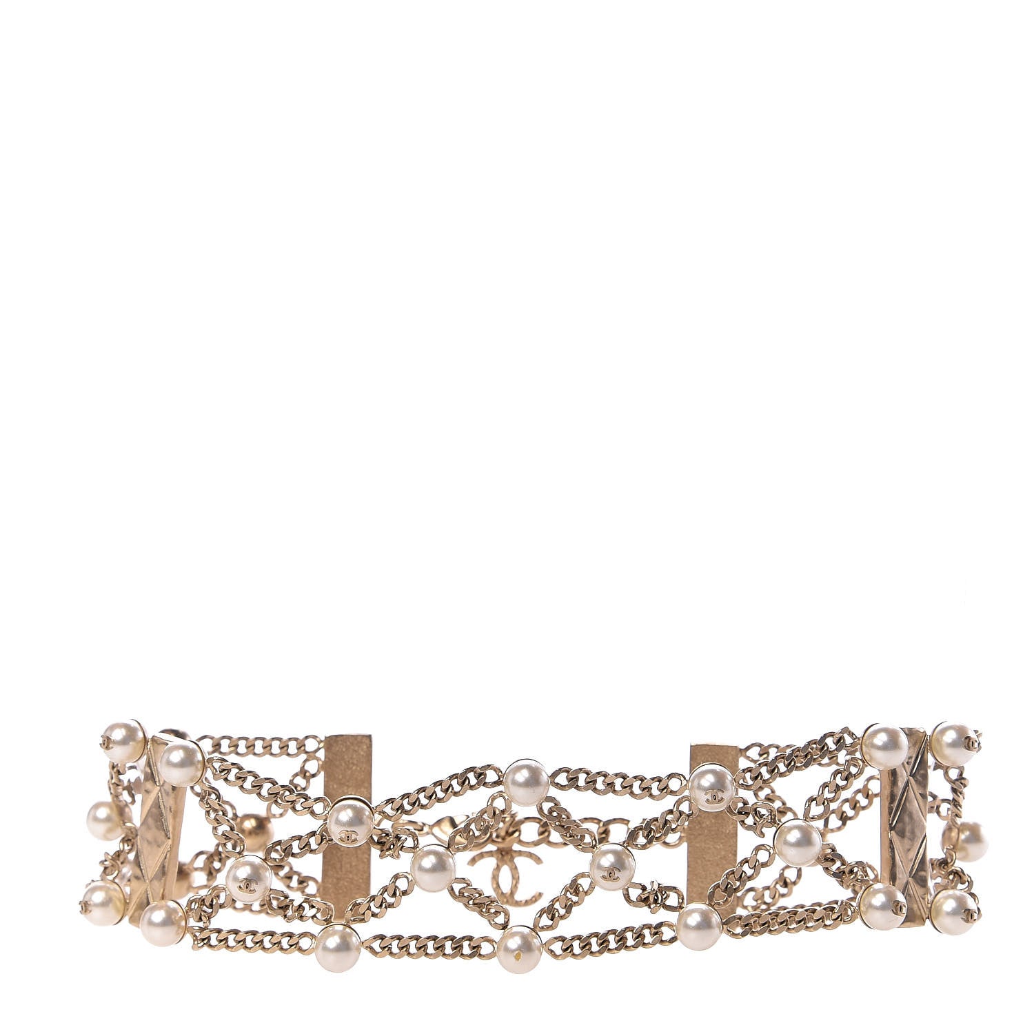 Chanel Pearl CC Chain Choker Necklace Gold 1 of 3