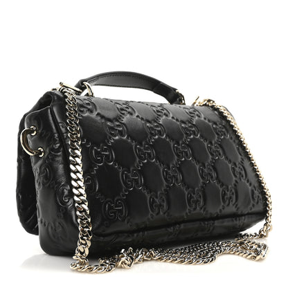 Gucci Lambskin Embossed Mini GG Milano Top Handle Shoulder Bag Black 3 of 9