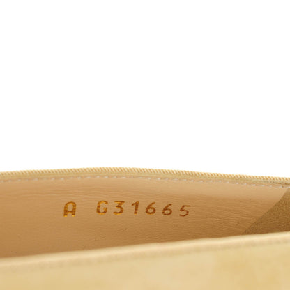 Chanel Suede Grosgrain Pearl Camellia Cap Toe Pumps 37.5 Beige Black 7 of 8