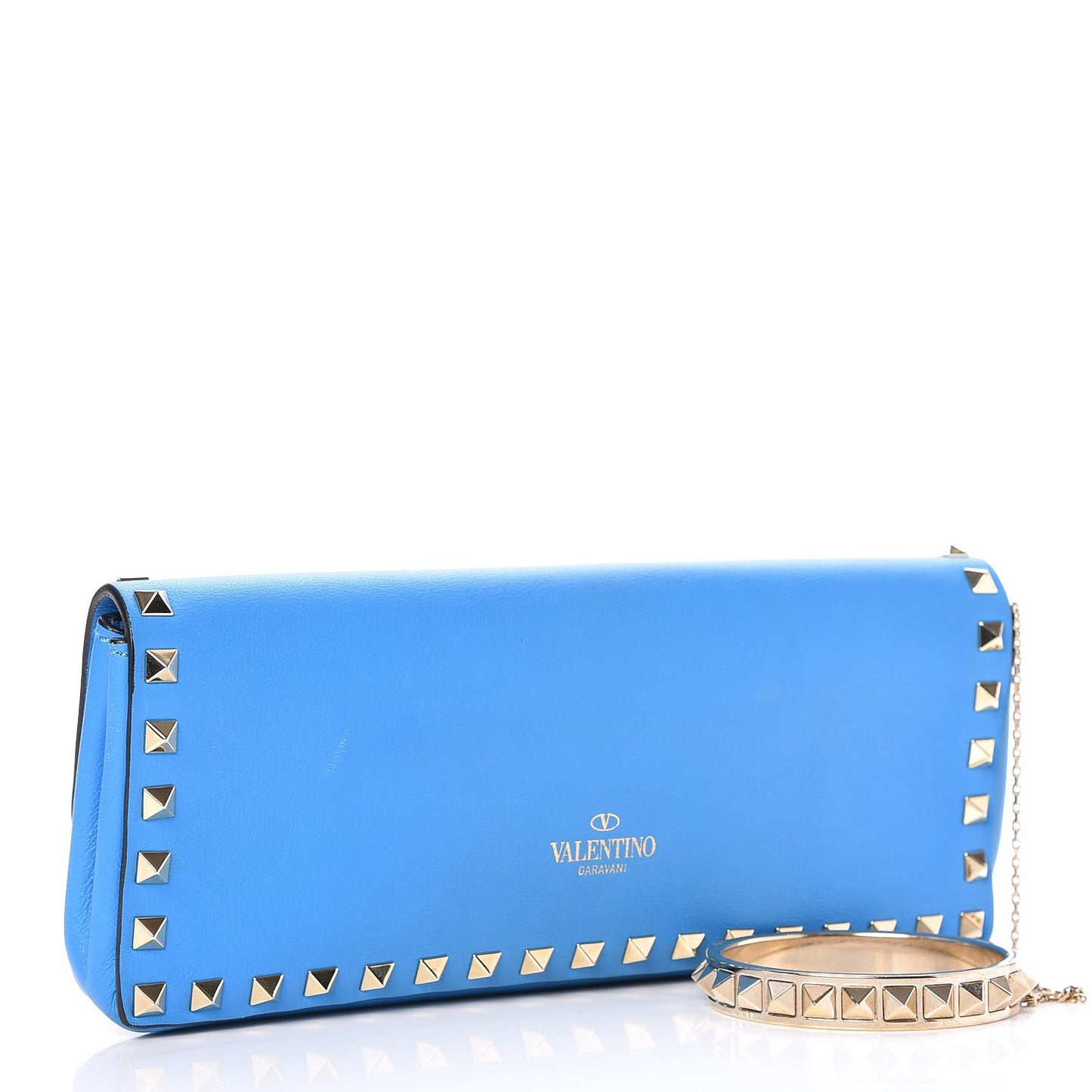 Nappa Rockstud Bangle Clutch Blue Fluo