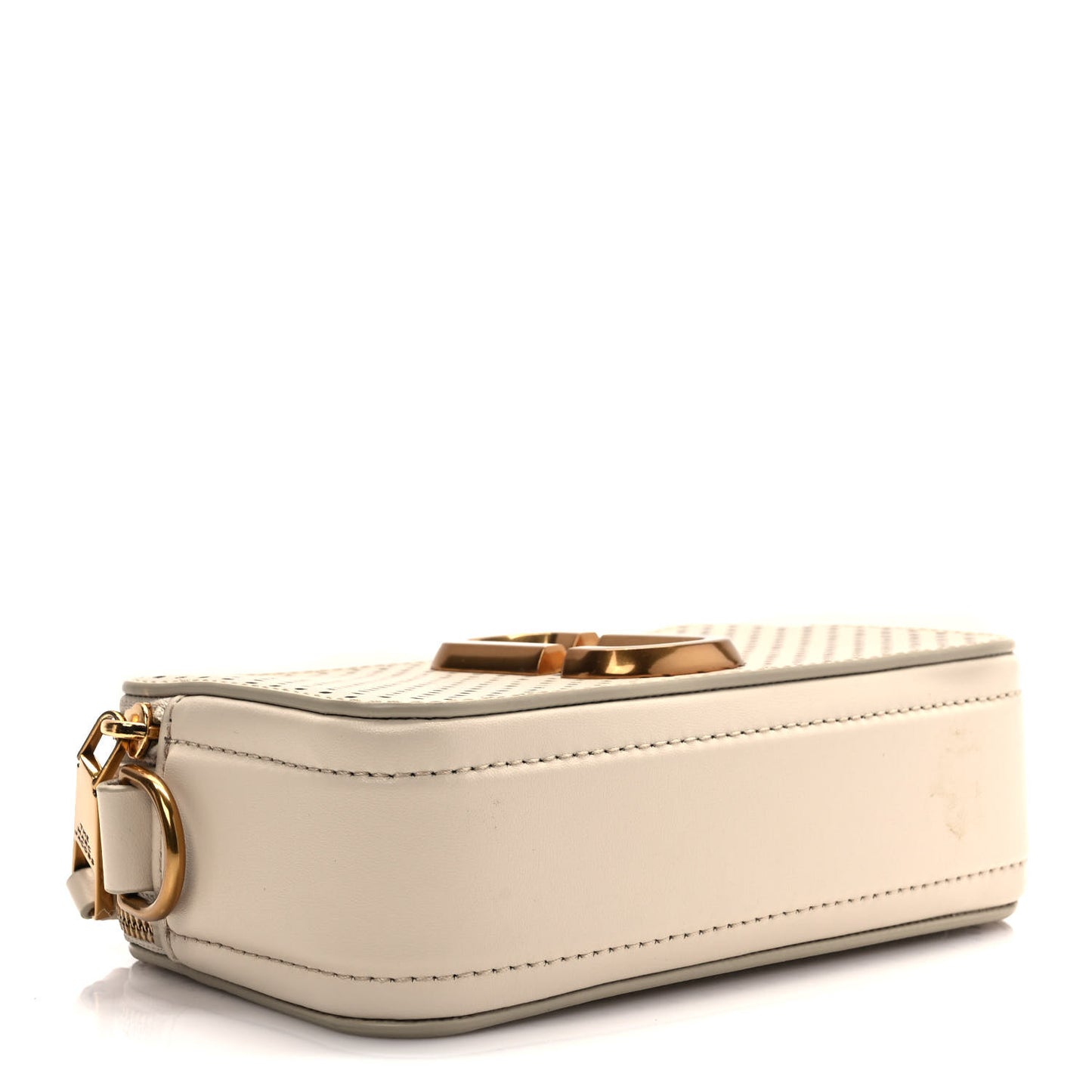 Perforated Calfskin Small Snapshot Camera Bag Tapioca