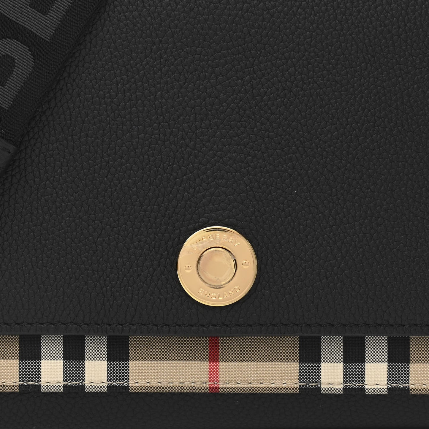 Grainy Calfskin Vintage Check Note Crossbody Bag Black