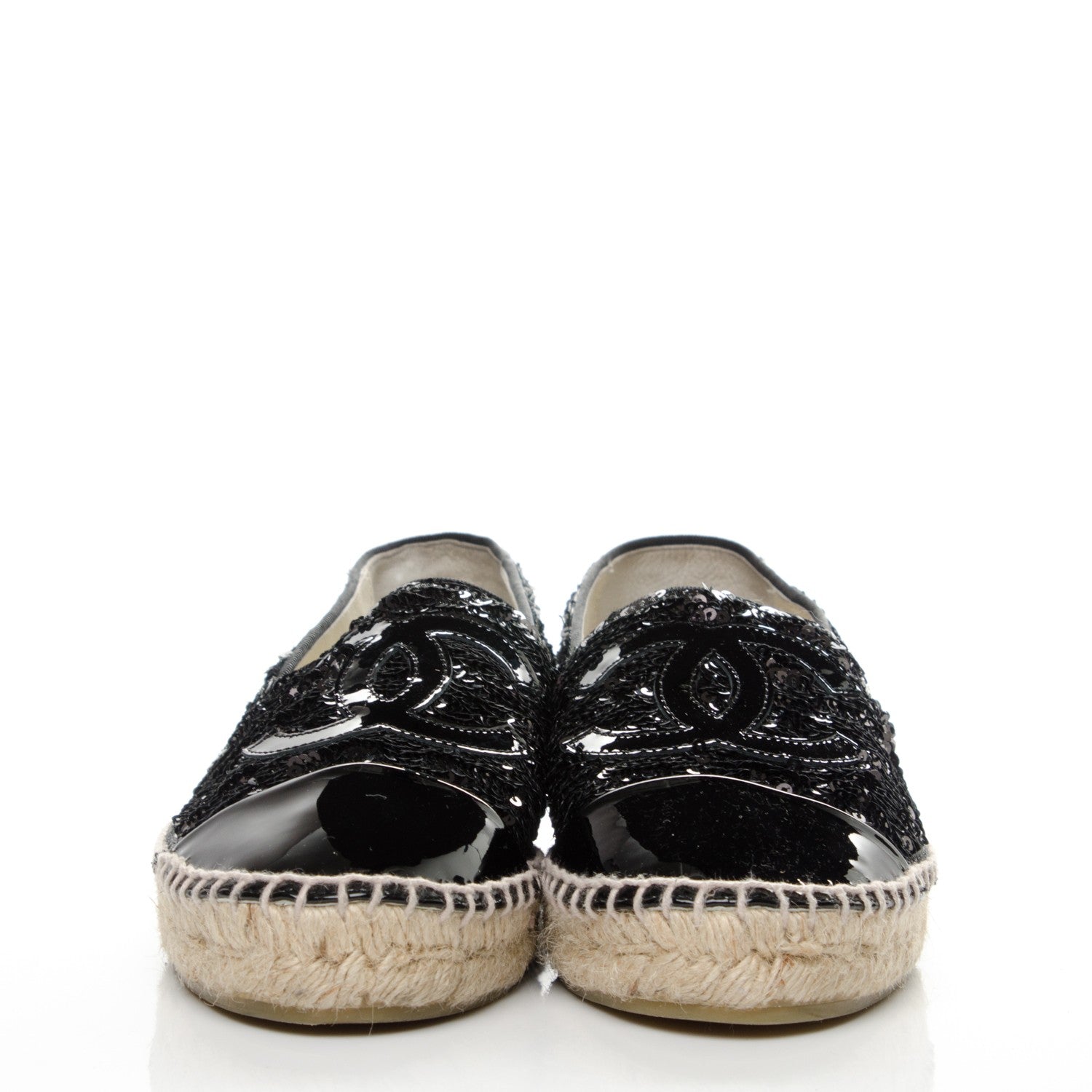 Chanel Patent Sequin CC Espadrilles 37 Black 2 of 8