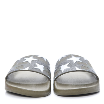 Valentino Garavani PVC Camustars Slide Sandals 37 Army Green White 2 of 8