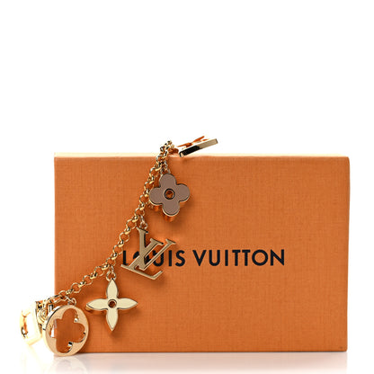 Louis Vuitton Brass Enamel Fleur De Monogram Bag Charm Chain Gold 5 of 5