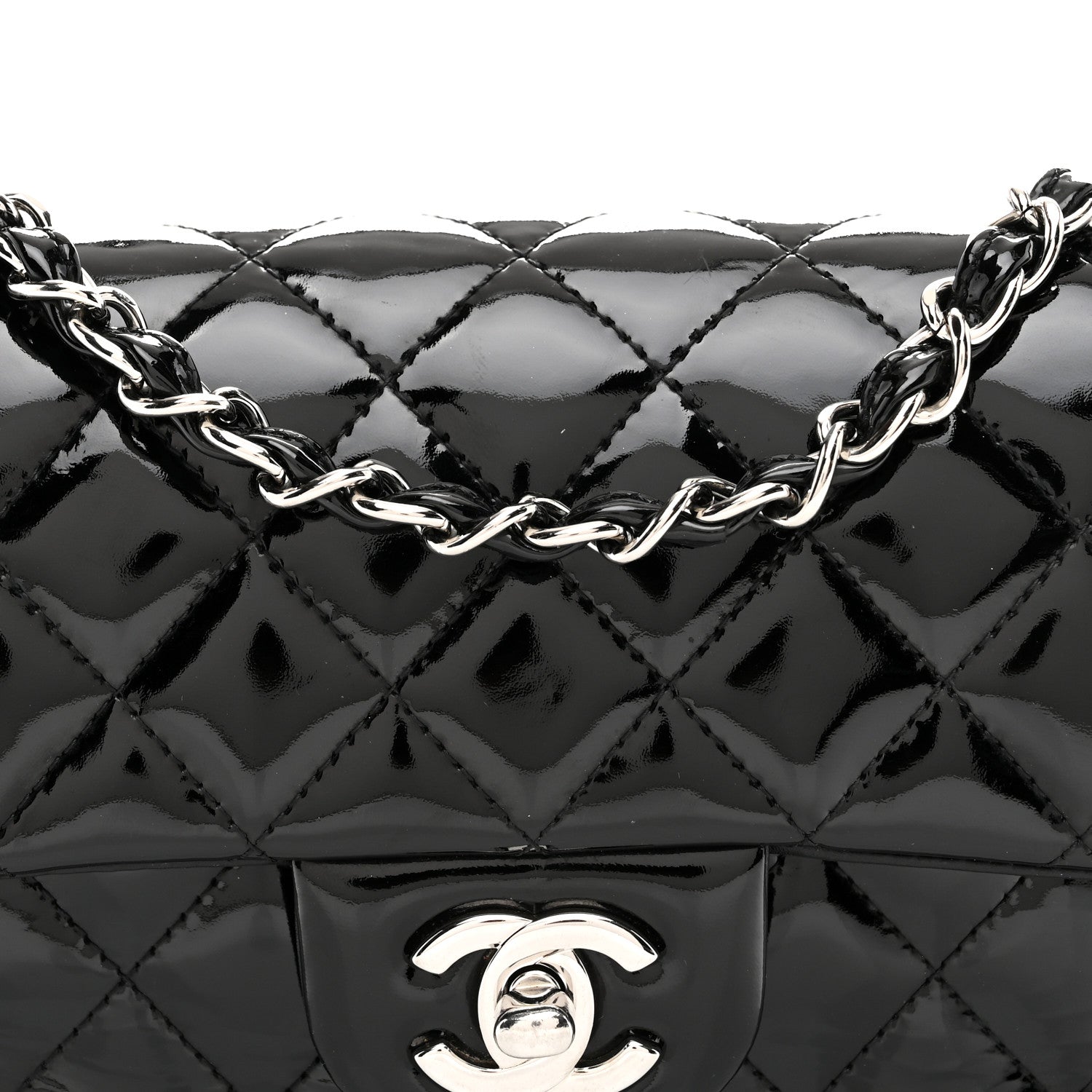Chanel Patent Calfskin Quilted Mini Rectangular Flap Black 8 of 10