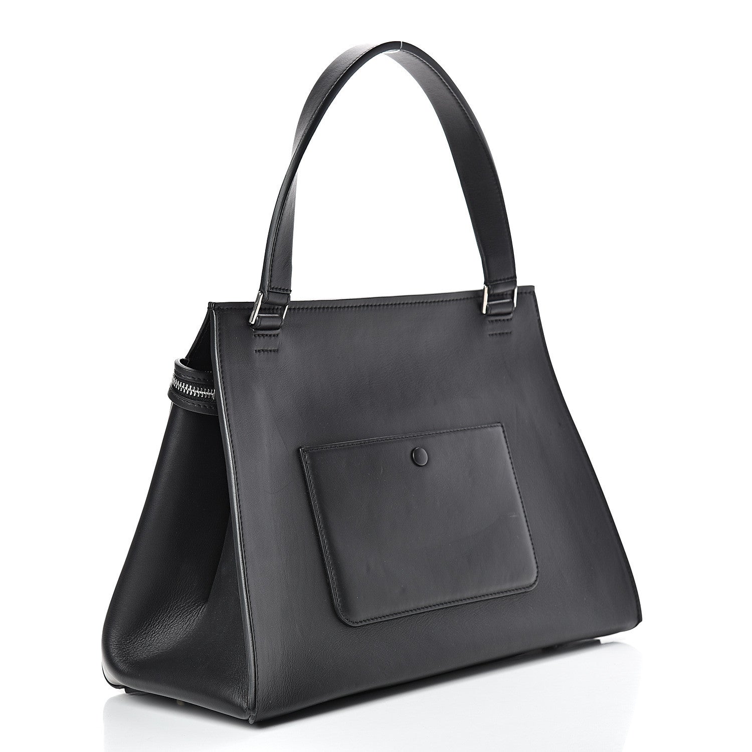 Celine Textured Calfskin Medium Bi-Color Edge Shoulder Bag Black Beige 2 of 15