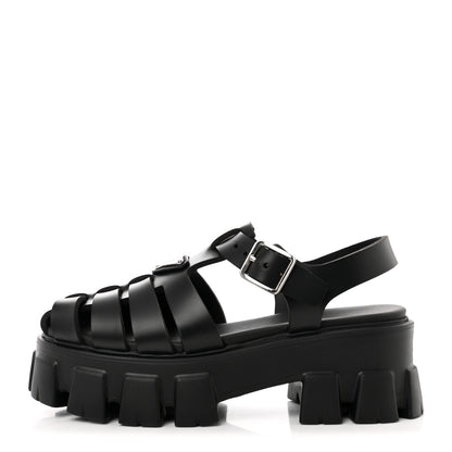 Prada Foam Rubber Triangle Logo Monolith 55mm Cage Sandals 36 Black 1 of 9