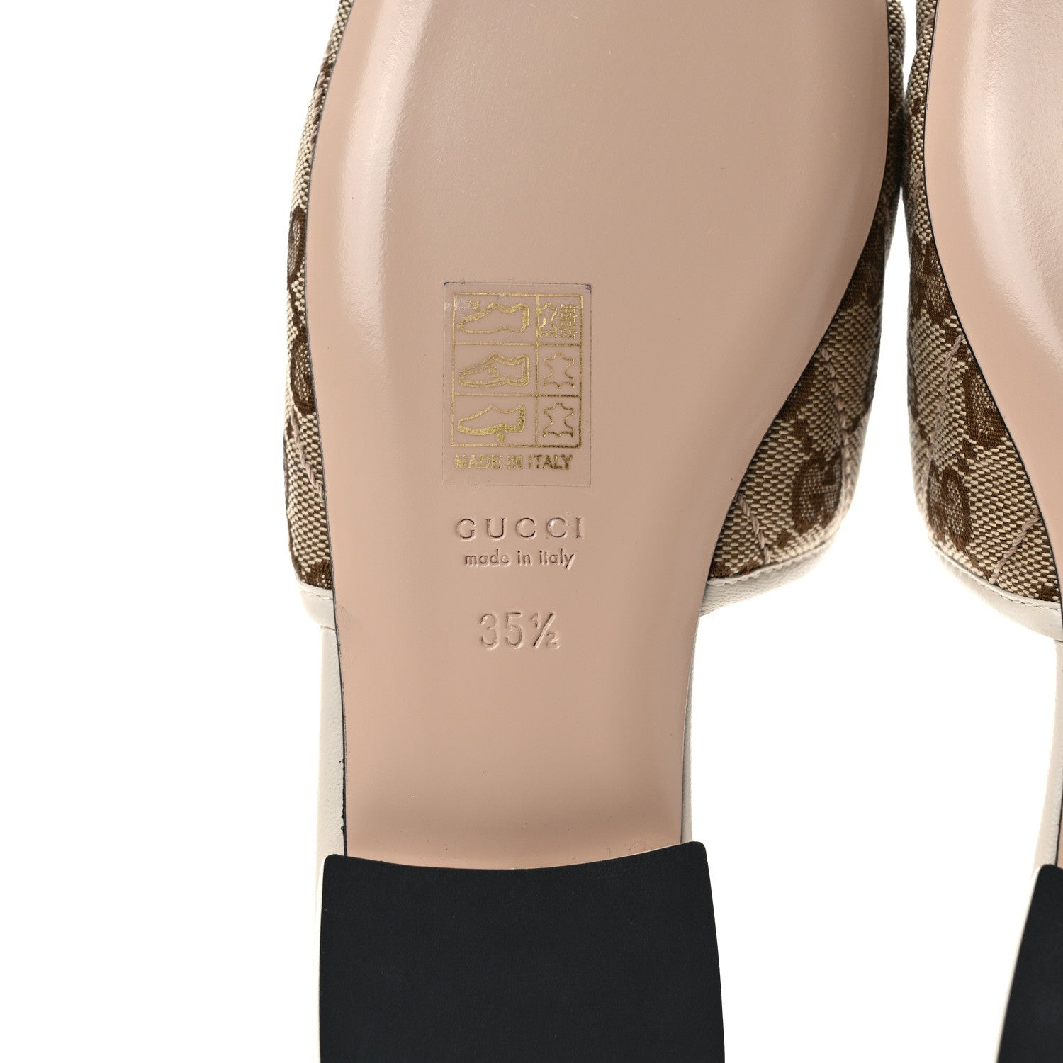 Gucci Monogram Matelasse Diagonal GG Marmont Flat Slide Sandals 35.5 Beige Ebony Mystic White 6 of 8
