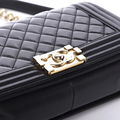Chanel Lambskin Quilted Medium Boy Flap Black 12 of 13