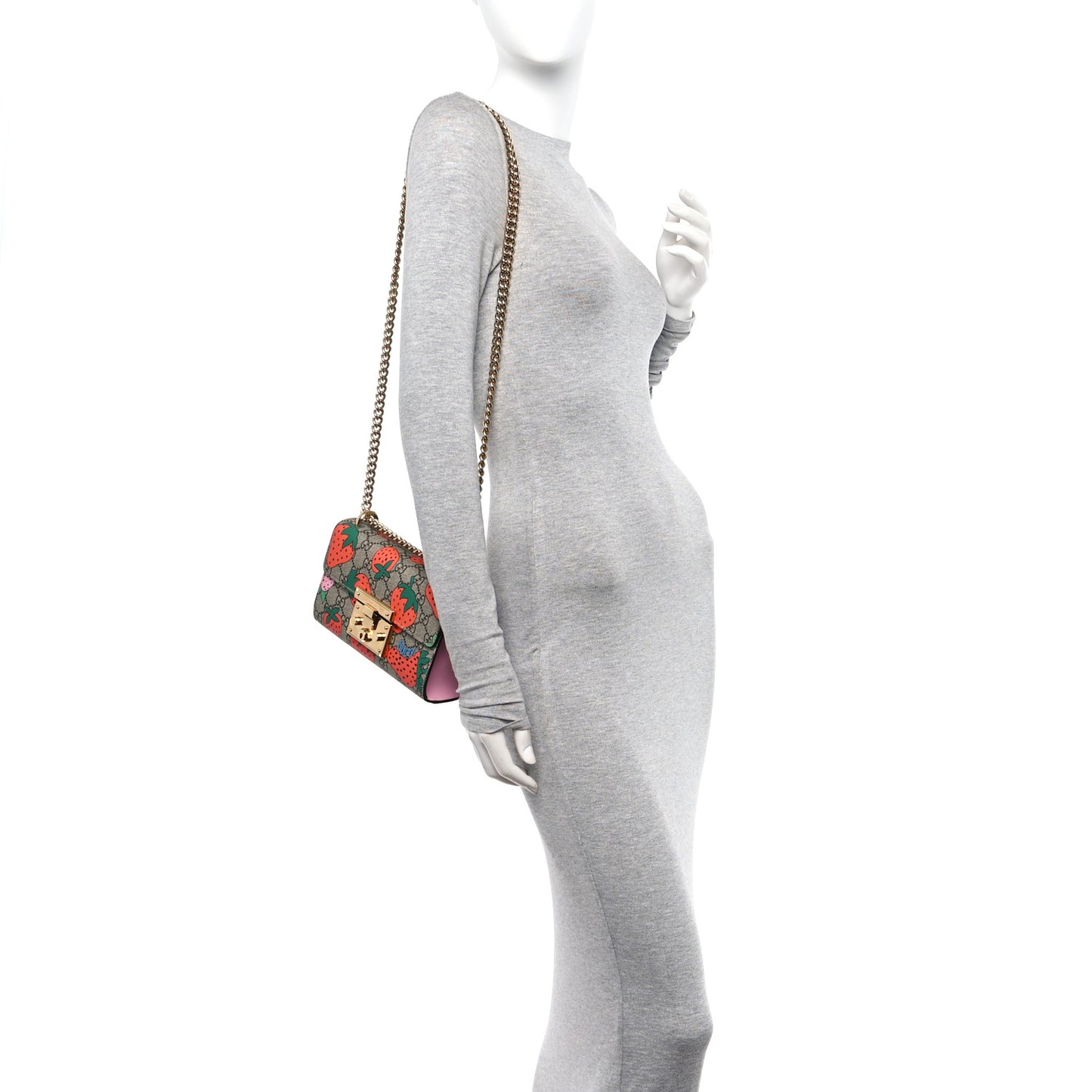 GG Supreme Monogram Strawberry Small Padlock Shoulder Bag