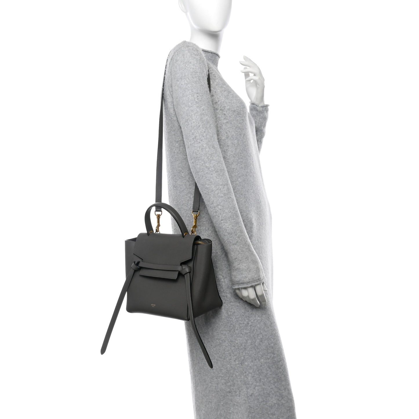 Grained Calfskin Micro Belt Bag Grey