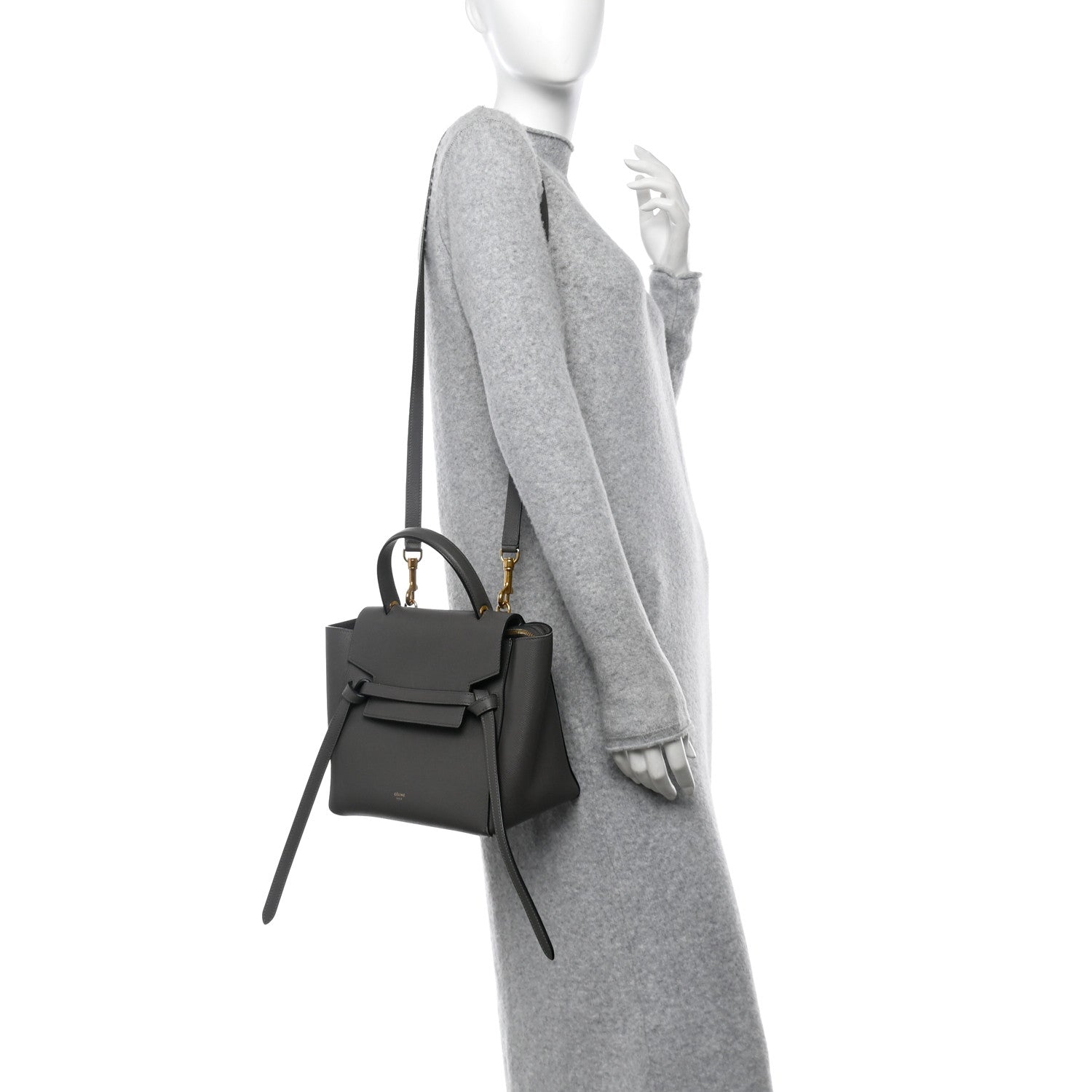 Celine Grained Calfskin Micro Belt Bag Grey 2 of 12