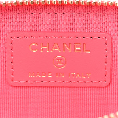 Chanel Caviar Quilted CC Zip Around Card Holder Pink 7 of 9